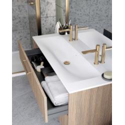 Meuble de salle de bain STRIATO Chêne Strié Noisette/Doré