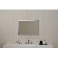 Miroir avec cadre Noir Mat QUADRO rétroéclairé LED - 80cm