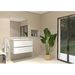 Meuble simple vasque 2T 80cm Blanc Brillant