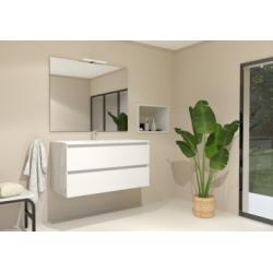 Meuble simple vasque 2T 100cm Blanc Brillant