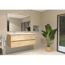 Meuble double vasque HALO 120cm 4T Bois Clair