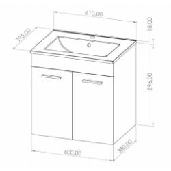 Meuble de salle de bain TIXIKIT 60 en kit - 2 portes - Blanc Brillant