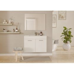 Meuble de salle de bain TIXIKIT 80 en kit - 2 portes - Blanc Brillant