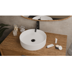 Vasque ronde à poser cannelée BEYOND Ø 40 cm Blanc Mat Vasque ronde à poser cannelée BEYOND Ø 40 cm Blanc Mat