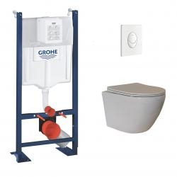 Pack WC Grohe Rapid SL Project + Cuv. KELOS Flush Blanc + Plaque Blanche