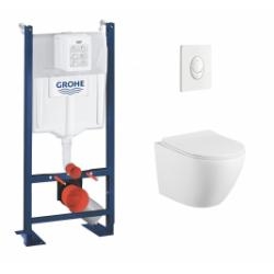 Pack WC Grohe Rapid SL Project + Cuv. KELOS Flush Blanc Mat + Plaque blanche