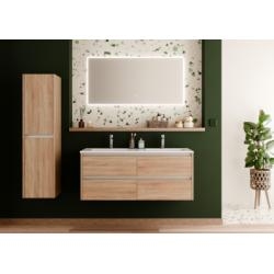 Meuble double vasque JUPITER 3.0 Bois Clair 120cm - Différents miroirs