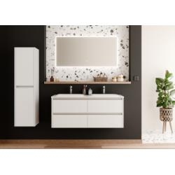 Meuble vasque JUPITER 3.0 Blanc Brillant 120 cm - Plan Dune - Miroir Reflet