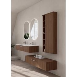 Meuble sdb STRIATO décalé 120 Chêne Strié Cuivré