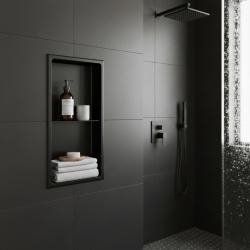 Niche murale de douche, étagère encastrable douche acier Noir Mat - 60x30cm