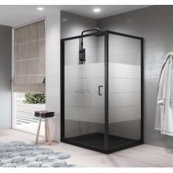 Porte de douche pivotante ZEPHYROS 2.0 G Noir Mat- Verre Strip