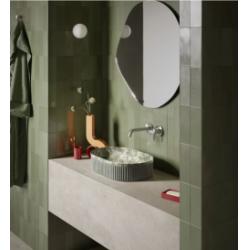 Vasque à Poser Ovale Wadi – Toile de Jouy Vert et Design Cannelé