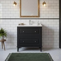 Meuble de salle de bain RETRO Noir mat 