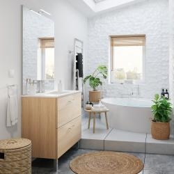 Meuble CHANGO sur pieds 2 tiroirs Chêne Clair 90cm