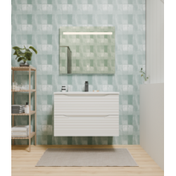 Meuble de Salle de Bain Structura 80cm 2 Tiroirs Blanc Brillant