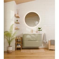 Meuble de salle de bain CURVE 80 cm – Laqué Gris Argile - Design Galbé