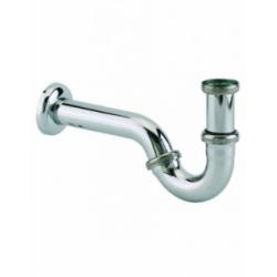 Siphon tube de lavabo, réglable, avec sortie murale et rosace - laiton chromé