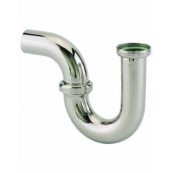 Siphon de lavabo tube, sortie D. 32 mm, h. 125 mm, laiton chromé mat