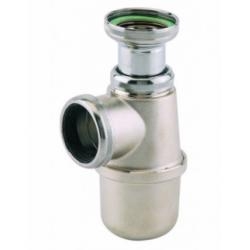 Siphon pour évier, réglable de 50 à 100 mm, sortie D.40 mm, NF, nickel mat