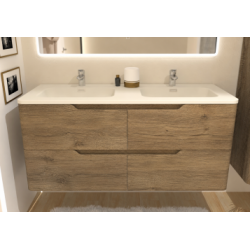 Meuble double vasque LUNA Bois Vieilli 120cm - Sans miroir