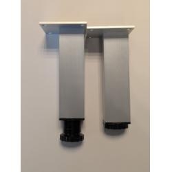 Jeu de 2 pieds de meuble 15cm Alu anodisé brossé