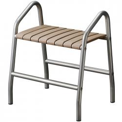 Tabouret de douche assise grande taille - 2 poignées - Taupe et Gris chrome