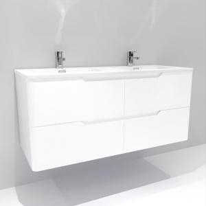 Meuble double vasque LUNA 120cm Blanc Brillant