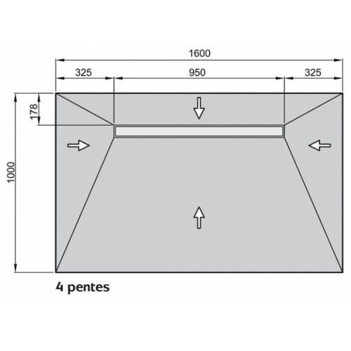 Receveur JACKOBOARD Aqua line Pro 160x100 SH écoulement linéaire Aqualine cote 160x100 2014