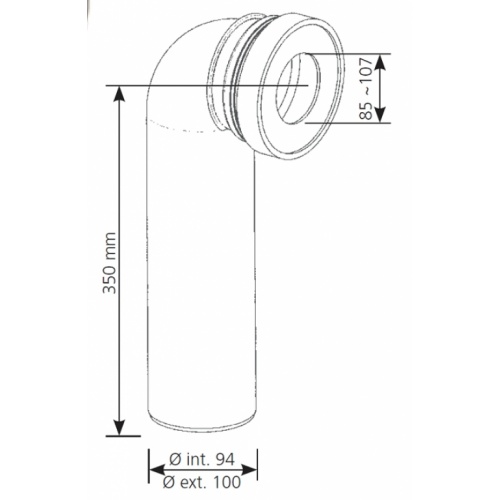 Pipe de raccordement coudé diamètre 100 P 100 schéma