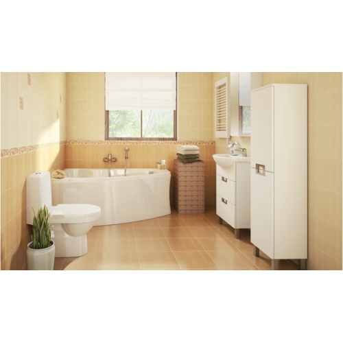 Pack baignoire SICILIA asymétrique 160x100 angle à gauche avec tablier S301 037 ambiance