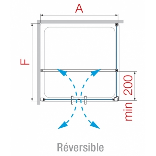 Porte à 2 panneaux battants YOUNG 2B 60cm Transparent Silver 0 2b schéma2