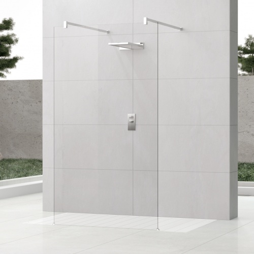 Paroi de douche fixe 135cm Walk in Kuadra H3 Transparent Chromé