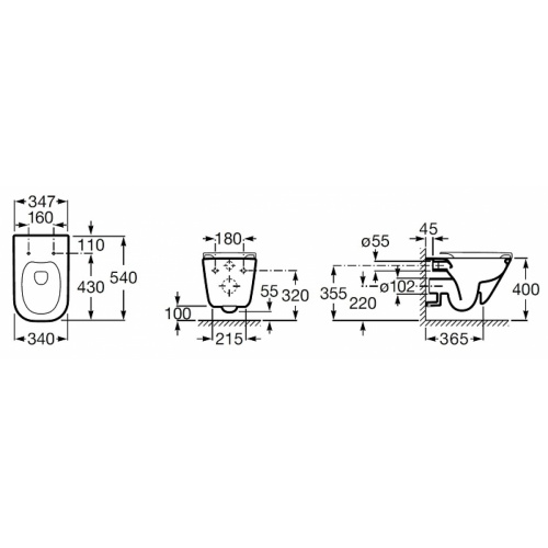 Pack WC Grohe Rapid SL + Cuvette GAP Cleanrim Roca + Plaque Chromée Rimless cote