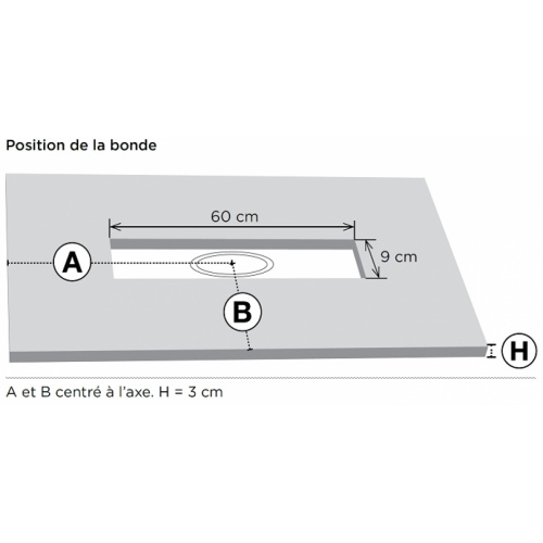 Receveur de douche 100x100 Crème écoulement linéaire Ardesia Position bonde 2