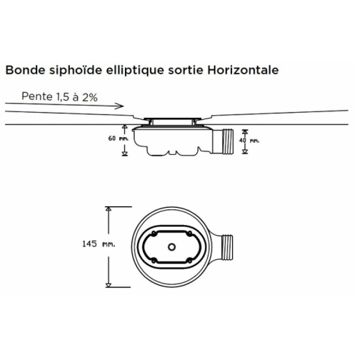 Receveur de douche 70x100 Graphite écoulement linéaire Ardesia Bonde