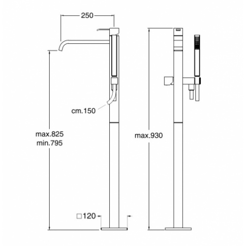 Colonne bain douche sur pied ONDYNA Quadri QM18951 Qm18951 schema