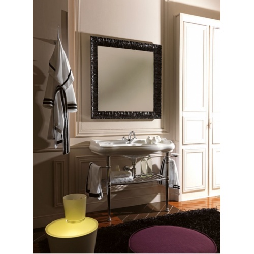 Ensemble lavabo rétro céramique (1 trou) + piétement chromé Parigi 4