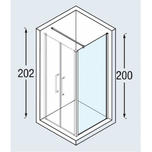 Paroi latérale Young 2.0 F2B 87-89 cm verre Transp prof Chr