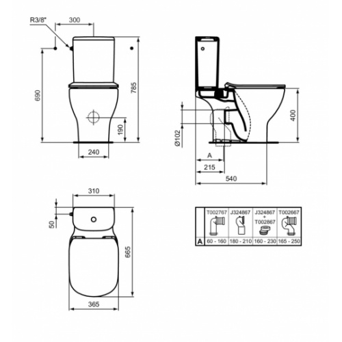 Pack WC complet sans bride Tesi AquaBlade TESI T033601 - Schéma