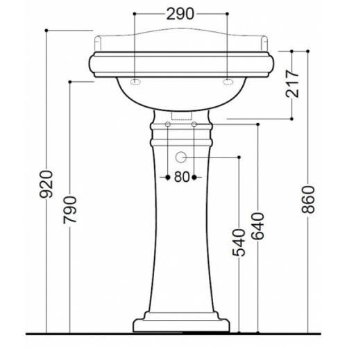 Colonne céramique pour lavabo Chambord Cote colone pour wch 5547