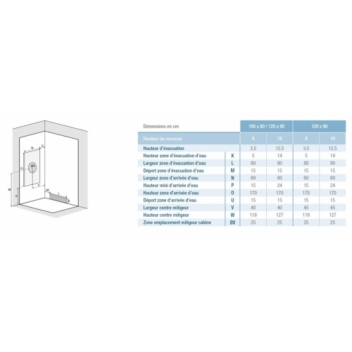 Cabine de douche EDEN Receveur 18 cm - Portes coulissantes - 100x80cm EDEN Installation