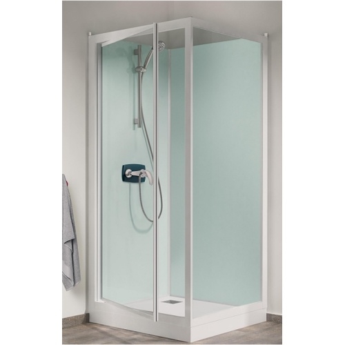 Cabine de douche Kineprime Glass faible hauteur - Pivotante - 100x80 cm - Mécanique