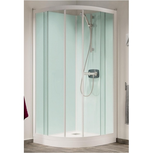 Cabine de douche Kineprime Glass faible hauteur - Coulissante - 1/4 de Rond 80cm