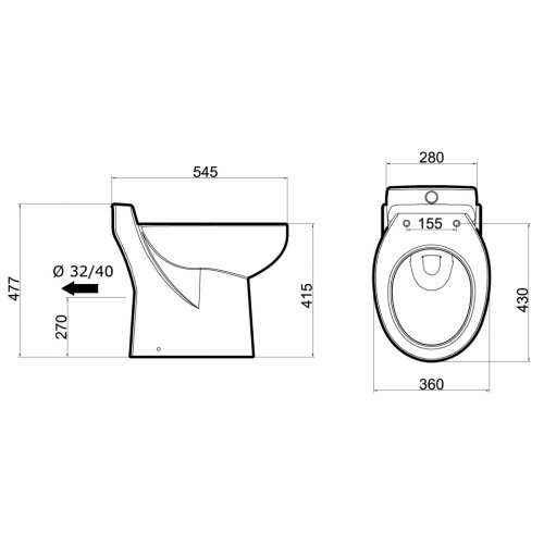 Cuvette WC à broyeur intégré W30SP Silence* W30sp silence côtes