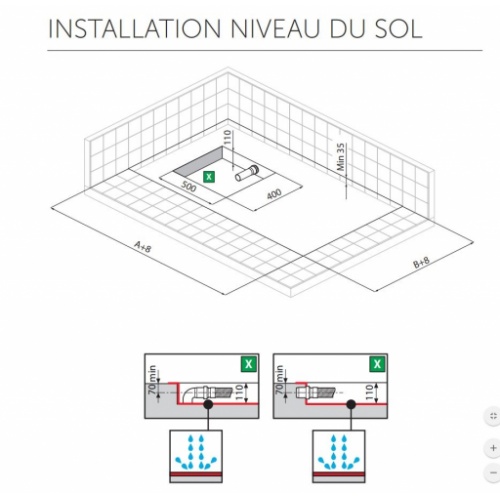 Receveur Extraplat NOVOSOLID Blanc Mat 120x100 cm Installation au niveau du sol NOVOSOLID