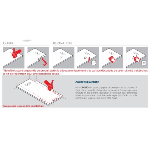 Receveur Extraplat NOVOSOLID Blanc Mat 100x100 cm Novosolid decoupe