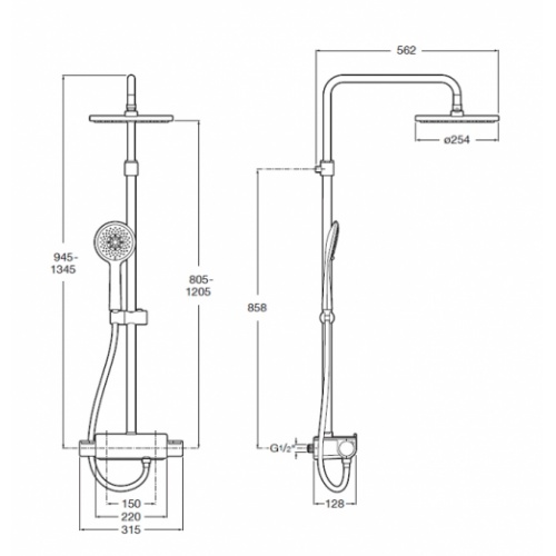 Colonne Douche Thermostatique Deck-T Round - Roca Deck t round côtes