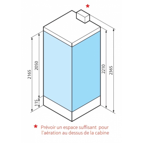 Cabine Eon A100x80 Standard Droite Receveur 11.5 cm Eon schéma aération