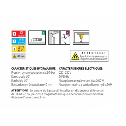 Cabine Eon R90 Standard 1/4 de rond Receveur 11.5 cm Eon schéma pose evacuation