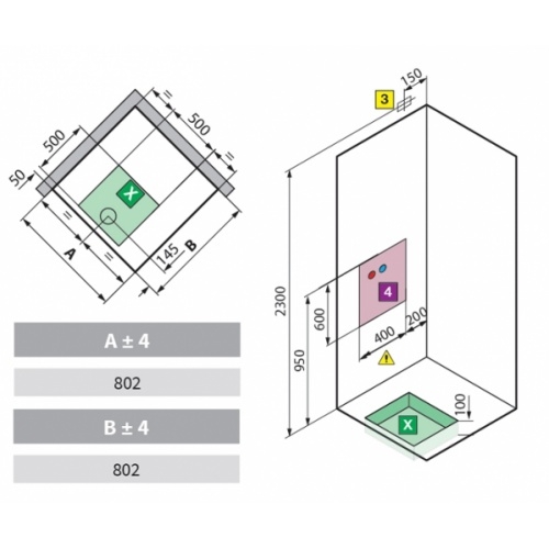 Cabine Eon A80 Standard coulissante Receveur Extra plat Eon schéma pose gf a 80 extra plat